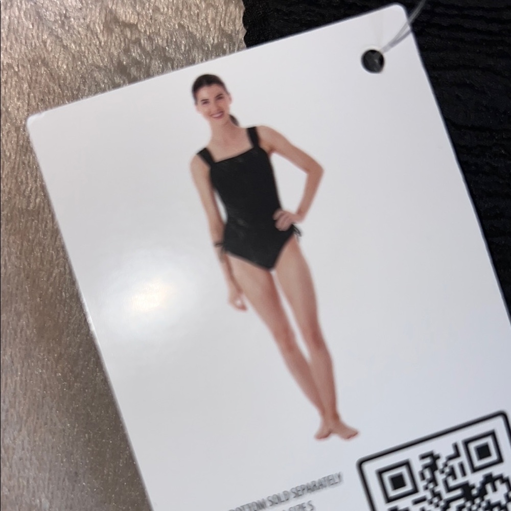 Members Mark Elegant Black Textured Tankini Swim Top - Picture 3 of 8